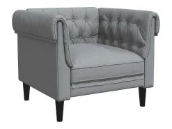 Sillón Chesterfield en tela gris claro