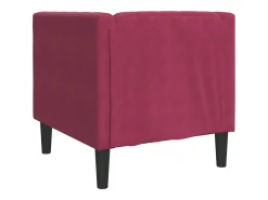 Sillón Chesterfield en terciopelo rojo burdeos