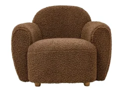Sillón club en tela bouclé marrón Calya