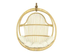 Sillón colgante de ratán natural con cojín de asiento BRIANNA