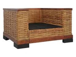Sillón con cojines de ratán natural marrón
