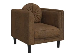 Sillón con cojín de piel sintética ante marrón