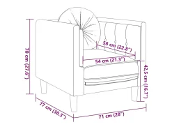 Sillón con cojín de piel sintética ante marrón