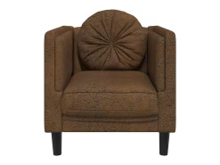Sillón con cojín de piel sintética ante marrón