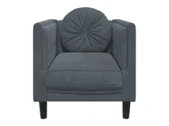 Sillón con cojín de terciopelo gris oscuro