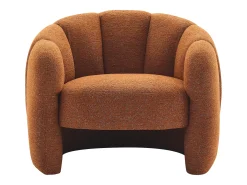 Sillón con forma de concha en chenilla terracota DELIPO