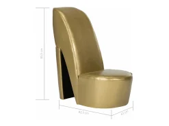 Sillón con forma de zapato de tacón cuero sintético dorado