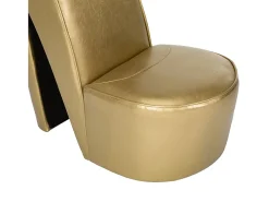 Sillón con forma de zapato de tacón cuero sintético dorado