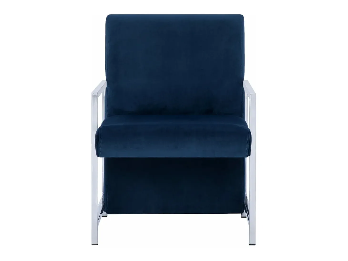 Sillón con patas cromadas de terciopelo azul