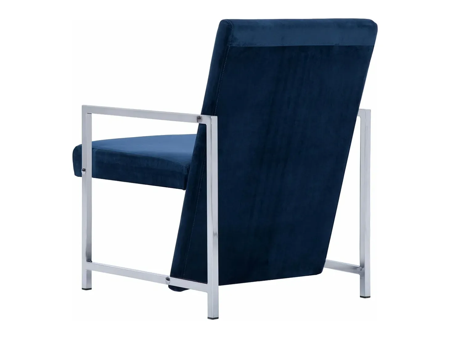 Sillón con patas cromadas de terciopelo azul
