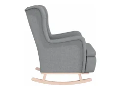 Sillón con patas mecedoras madera maciza caucho tela gris claro