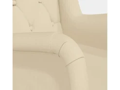 Sillón con patas mecedoras madera maciza caucho y tela crema