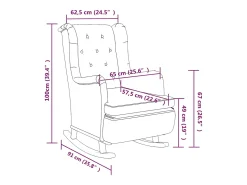 Sillón con patas mecedoras madera maciza caucho tela gris claro
