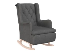 Sillón con patas mecedoras madera caucho terciopelo gris oscuro