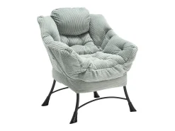 Sillón con reposapiés - Estructura de acero - Tejido verde claro