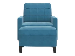 Sillón con reposapiés Azul 60 cm Terciopelo