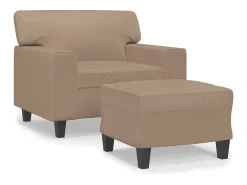 Sillón con reposapiés Cappuccino 60 cm Piel sintética