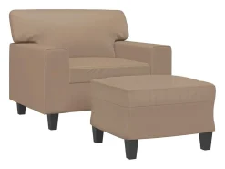 Sillón con reposapiés Cappuccino 60 cm Piel sintética