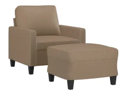 Sillón con reposapiés Cappuccino 60 cm Piel sintética
