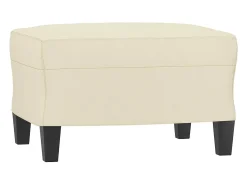Sillón con reposapiés Crema 60 cm Piel sintética