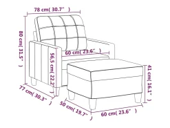 Sillón con reposapiés Crema 60 cm Piel sintética