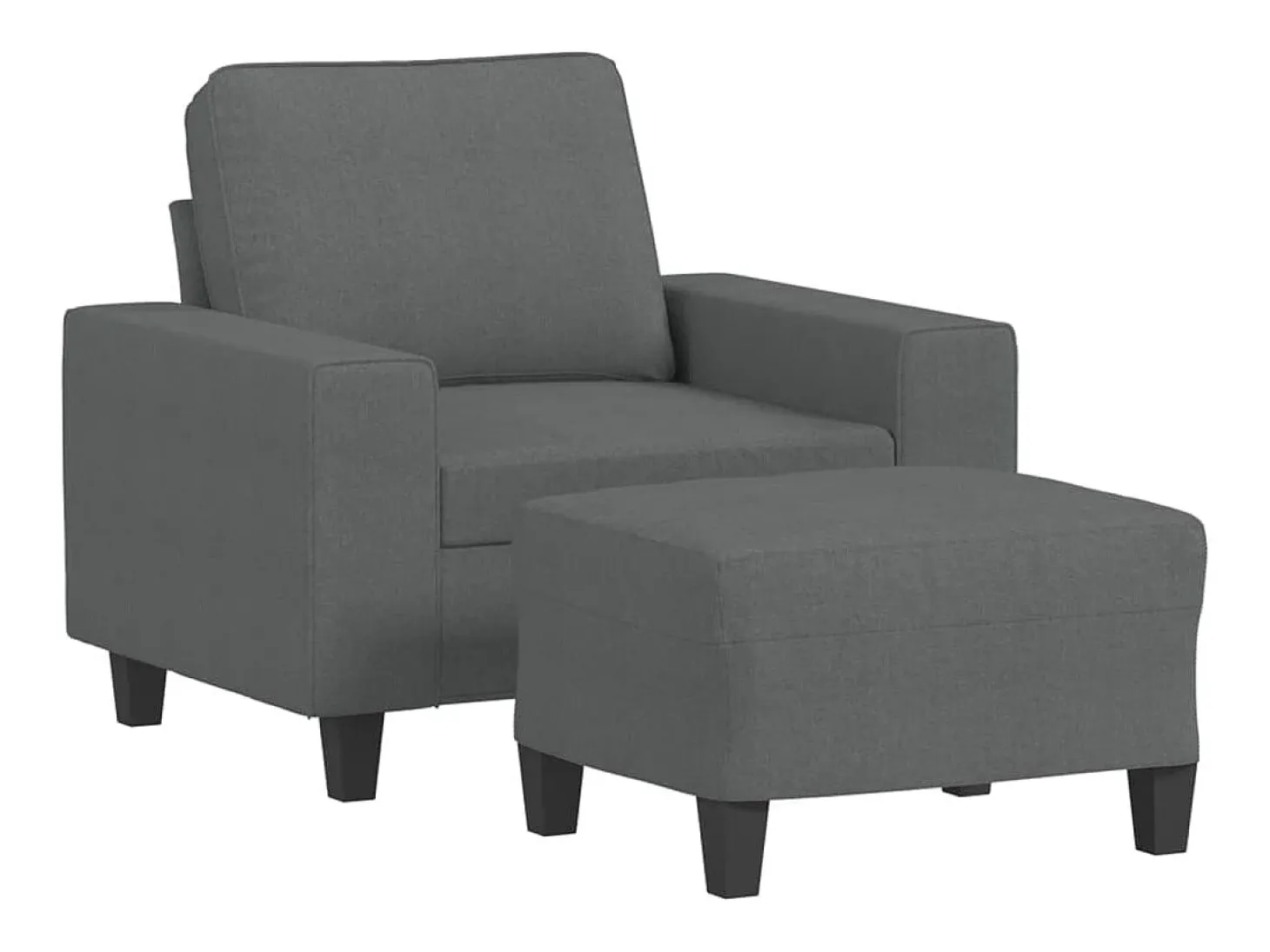 Sillón con reposapiés Gris oscuro 60 cm Tela