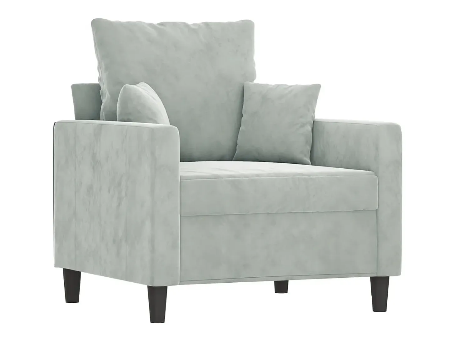 Sillón con reposapiés Gris claro 60 cm Terciopelo