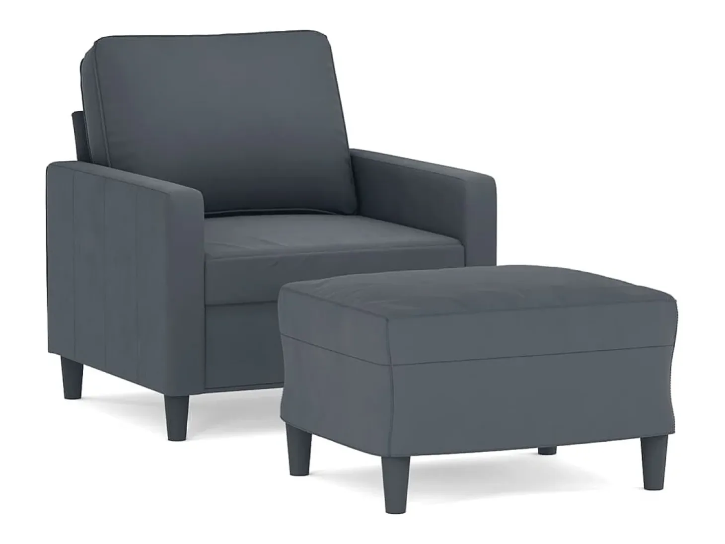Sillón con reposapiés Gris oscuro 60 cm Terciopelo