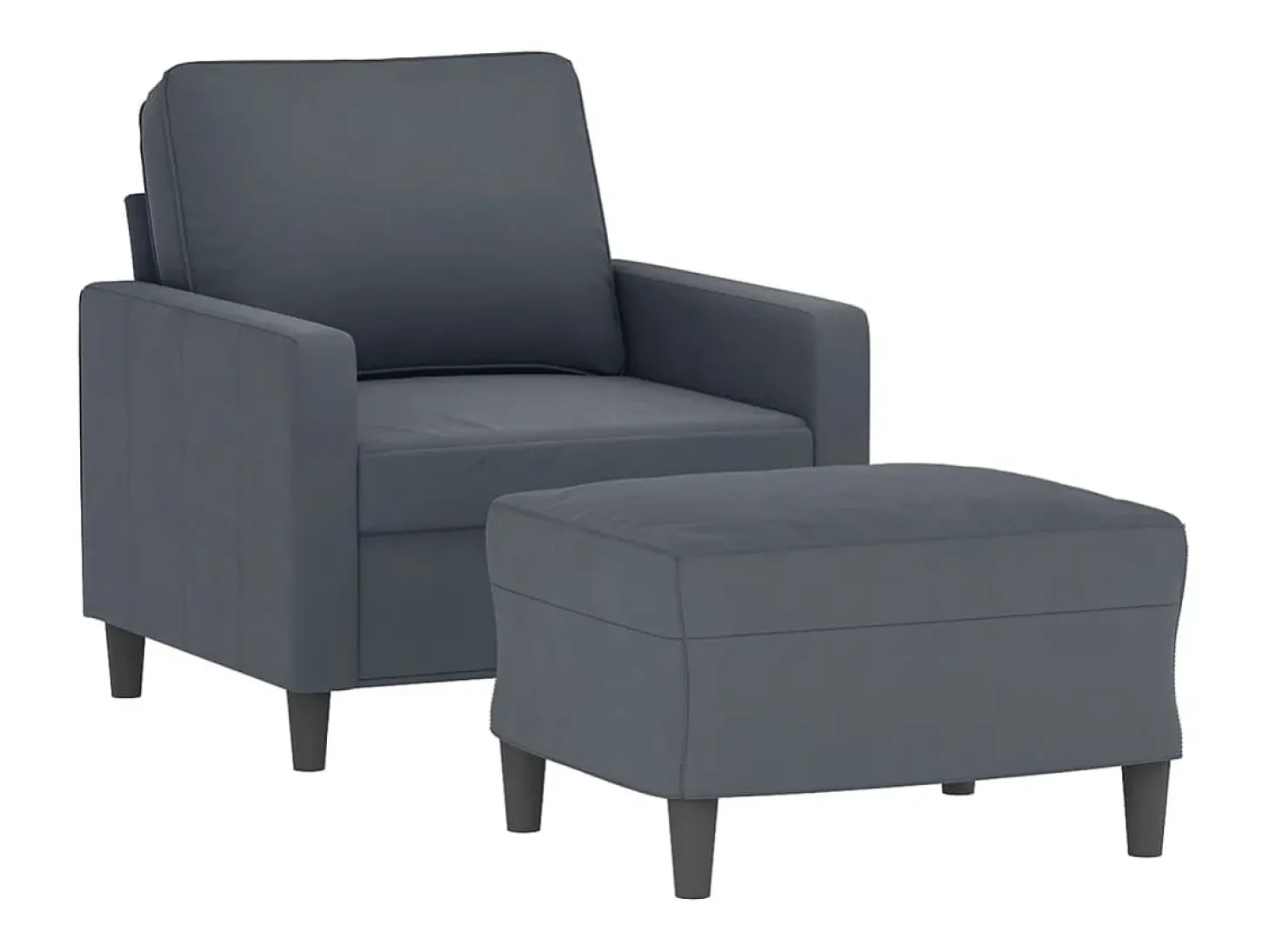 Sillón con reposapiés Gris oscuro 60 cm Terciopelo