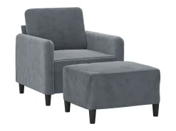 Sillón con reposapiés Gris oscuro 60 cm Terciopelo