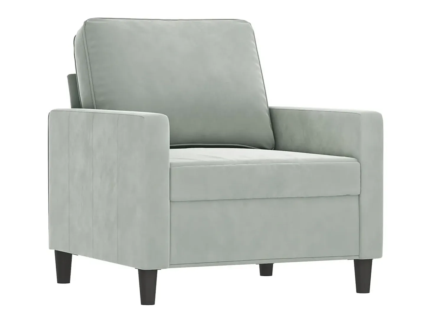 Sillón con reposapiés Gris claro 60 cm Terciopelo