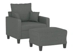 Sillón con reposapiés Gris oscuro 60 cm Tela