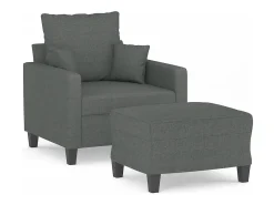 Sillón con reposapiés Gris oscuro 60 cm Tela