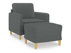 Sillón con reposapiés Gris oscuro 60 cm Tela