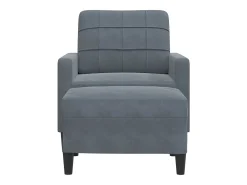 Sillón con reposapiés Gris oscuro 60 cm Terciopelo