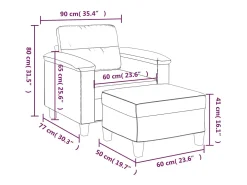 Sillón con reposapiés Gris 60 cm Piel sintética