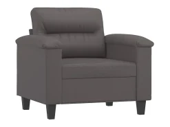 Sillón con reposapiés Gris 60 cm Piel sintética