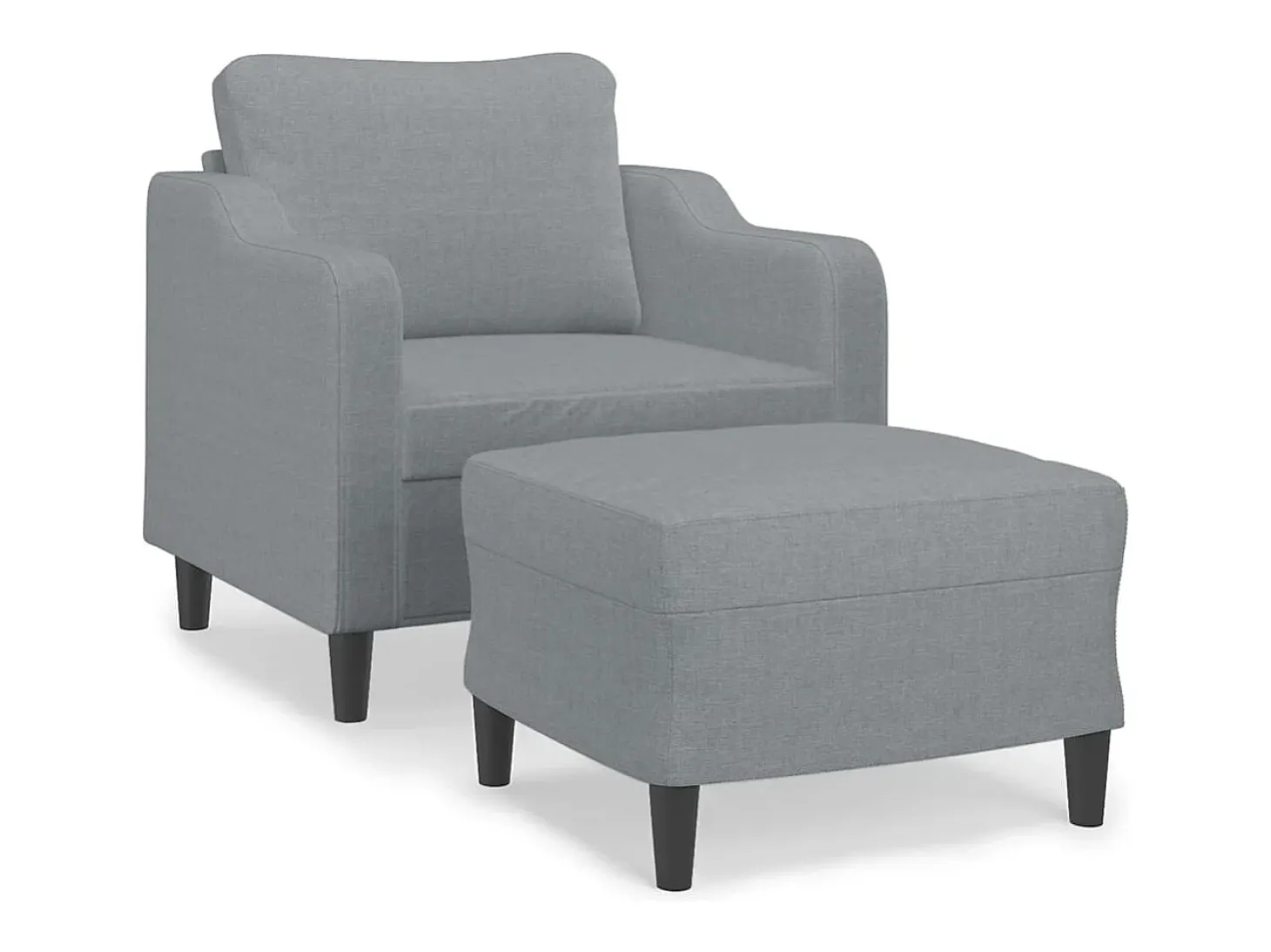 Sillón con reposapiés Gris claro 60 cm Tela