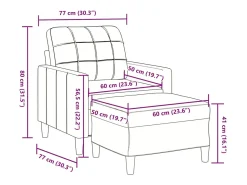 Sillón con reposapiés Gris claro 60 cm Terciopelo