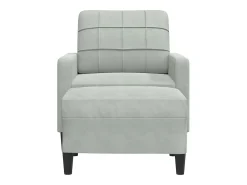 Sillón con reposapiés Gris claro 60 cm Terciopelo