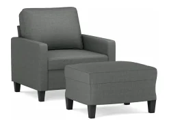 Sillón con reposapiés Gris oscuro 60 cm Tela