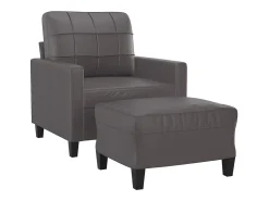 Sillón con reposapiés Gris 60 cm Piel sintética