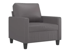 Sillón con reposapiés Gris 60 cm Piel sintética