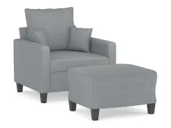 Sillón con reposapiés Gris claro 60 cm Tela