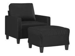 Sillón con reposapiés Negro 60 cm Piel sintética
