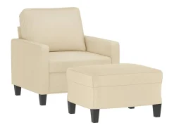 Sillón con reposapiés Tejido Crema 60 cm