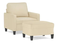 Sillón con reposapiés Tejido Crema 60 cm