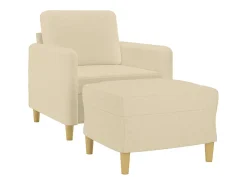 Sillón con reposapiés Tejido Crema 60 cm