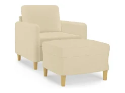 Sillón con reposapiés Tejido Crema 60 cm