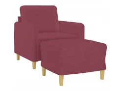 Sillón con reposapiés Tejido rojo burdeos 60 cm